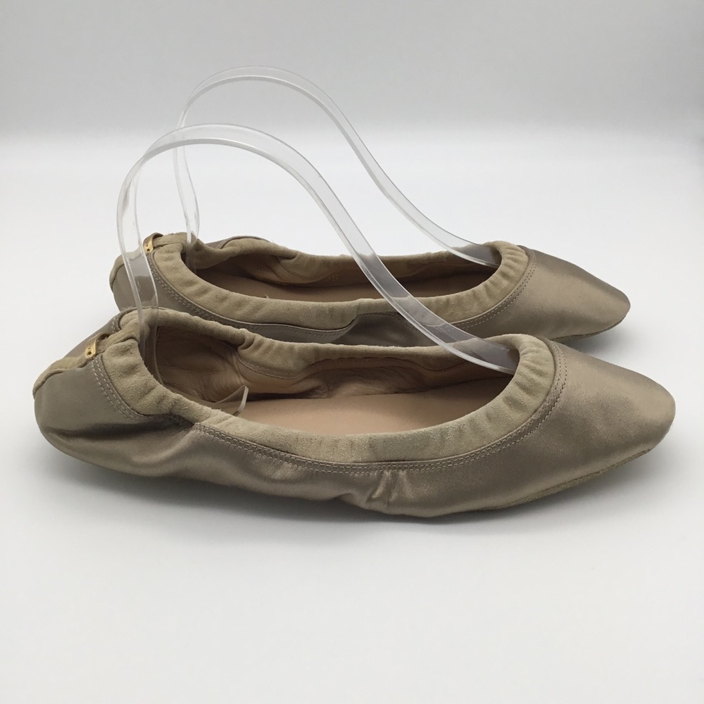 BURBERRY Satin & Suede Ballet Style Slippers